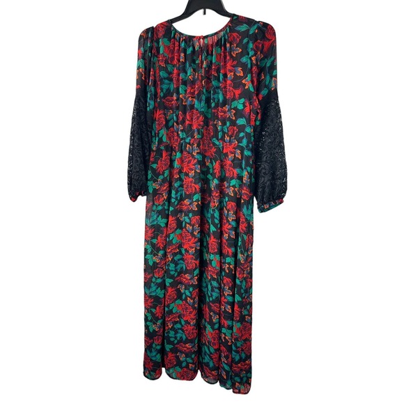 *Read* Torrid SHEER Maxi Peasant Dress Chiffon Floral *Minus Belt Plus Size 2 2X - Picture 4 of 14